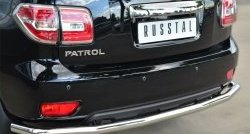 15 249 р. Одинарная защита заднего бампера из трубы диаметром 63 мм (рестайлинг) SLITKOFF Nissan Patrol 6 Y62 дорестайлинг (2010-2014)  с доставкой в г. Майкоп. Увеличить фотографию 2