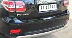 11 599 р. Защита заднего бампера (Ø75x42 мм, нержавейка) Russtal Nissan Patrol 6 Y62 рестайлинг (2014-2017)  с доставкой в г. Майкоп. Увеличить фотографию 2