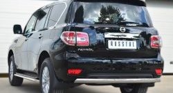 11 599 р. Защита заднего бампера (Ø75x42 мм, нержавейка) Russtal Nissan Patrol 6 Y62 рестайлинг (2014-2017)  с доставкой в г. Майкоп. Увеличить фотографию 4