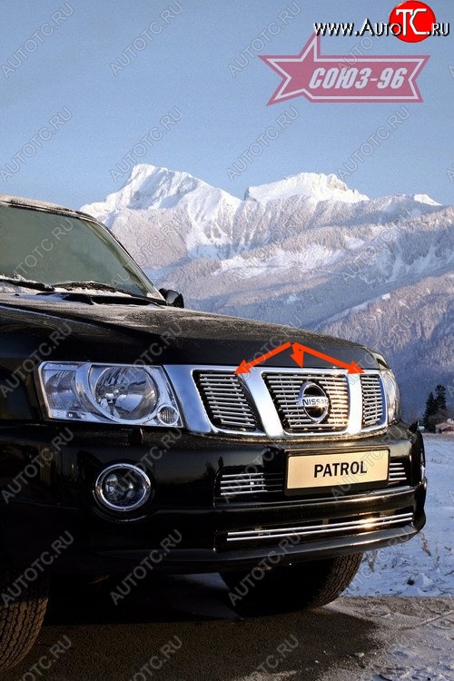 6 344 р. Декоративные элементы решетки радиатора Souz-96 (d10) Nissan Patrol 5 Y61 2-ой рестайлинг (2004-2010)  с доставкой в г. Майкоп