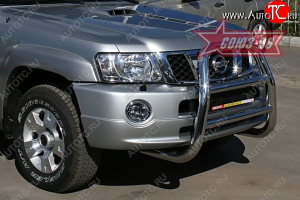 18 449 р. Защита переднего бампера Souz-96 (d76) Nissan Patrol 5 Y61 2-ой рестайлинг (2004-2010)  с доставкой в г. Майкоп