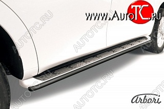 7 595 р. Защита штатных порогов Arbori (черная, d42 mm). Nissan Patrol 6 Y62 дорестайлинг (2010-2014)  с доставкой в г. Майкоп