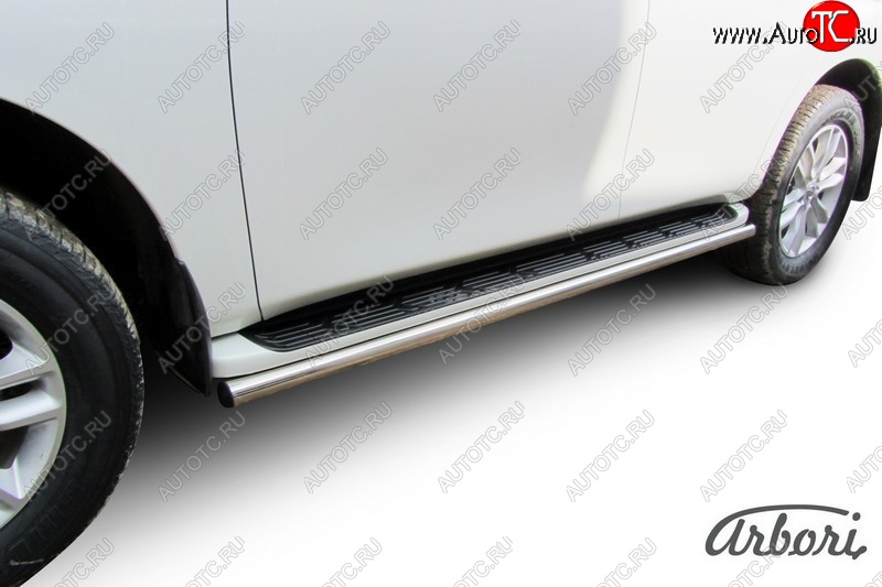 17 702 р. Защита штатных порогов Arbori (нержавейка, d57) Nissan Patrol 6 Y62 дорестайлинг (2010-2014)  с доставкой в г. Майкоп