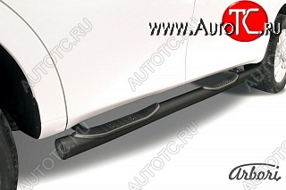 14 039 р. Защита штатных порогов Arbori (с проступью, черная, d76 mm). Nissan Patrol 6 Y62 дорестайлинг (2010-2014)  с доставкой в г. Майкоп
