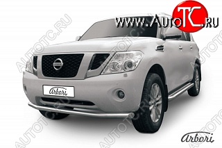 22 949 р. Защита переднего бампера Arbori (нержавейка, 1 труба d76 mm). Nissan Patrol 6 Y62 дорестайлинг (2010-2014)  с доставкой в г. Майкоп