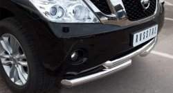 16 849 р. Защита переднего бампера (2 трубы Ø42 мм, нержавейка) SLITKOFF  Nissan Patrol  6 (2010-2014) Y62 дорестайлинг  с доставкой в г. Майкоп. Увеличить фотографию 2