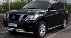 16 849 р. Защита переднего бампера (2 трубы Ø42 мм, нержавейка) SLITKOFF  Nissan Patrol  6 (2010-2014) Y62 дорестайлинг  с доставкой в г. Майкоп. Увеличить фотографию 4