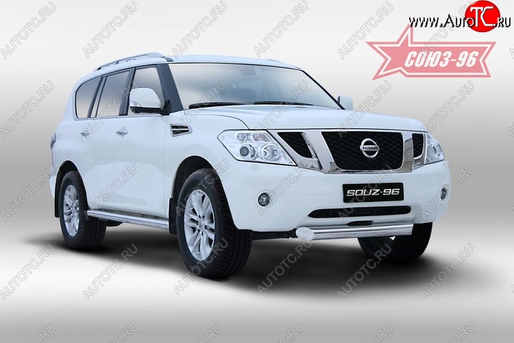 1 159 р. Защита переднего бампера одинарная Souz-96 (d100). Nissan Patrol 6 Y62 дорестайлинг (2010-2014)  с доставкой в г. Майкоп