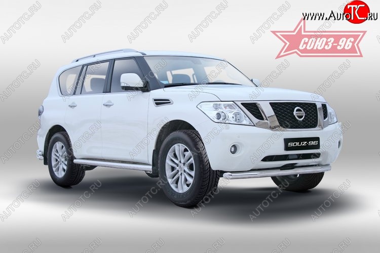 17 819 р. Защита переднего бампера одинарная Souz-96 (d76) Nissan Patrol 6 Y62 дорестайлинг (2010-2014)  с доставкой в г. Майкоп