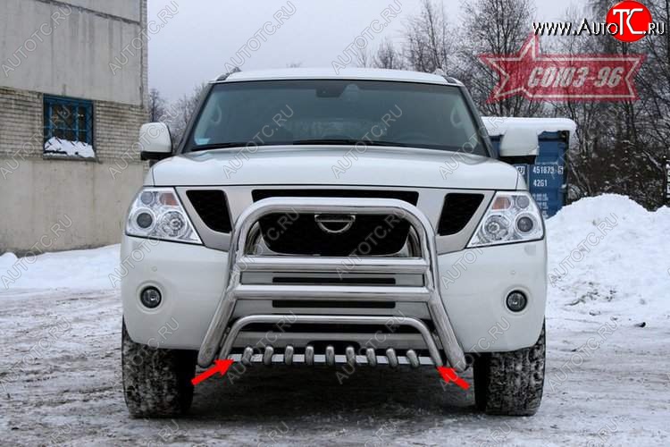 17 954 р. Защита переднего бампера нижняя Souz-96 Nissan Patrol 6 Y62 дорестайлинг (2010-2014)  с доставкой в г. Майкоп