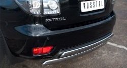 17 999 р. Защита заднего бампера (2 трубы Ø76х42 мм, нержавейка) Russtal Nissan Patrol 6 Y62 дорестайлинг (2010-2014)  с доставкой в г. Майкоп. Увеличить фотографию 2