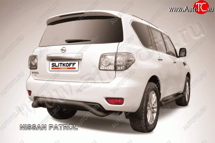 17 349 р. Защита задняя Slitkoff  Nissan Patrol  6 (2010-2014) Y62 дорестайлинг (Цвет: серебристый)  с доставкой в г. Майкоп