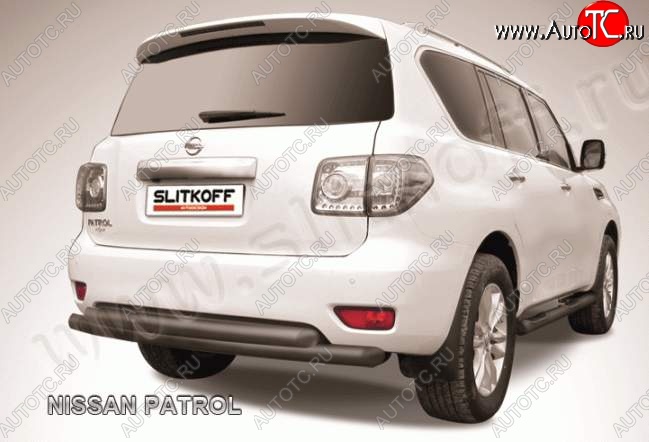18 499 р. Защита задняя Slitkoff  Nissan Patrol  6 (2010-2014) Y62 дорестайлинг (Цвет: серебристый)  с доставкой в г. Майкоп