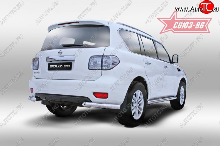 14 219 р. Защита заднего бампера Souz-96 (d76) Nissan Patrol 6 Y62 дорестайлинг (2010-2014)  с доставкой в г. Майкоп