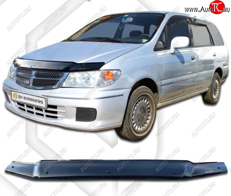 2 079 р. Дефлектор капота CA-Plastic  Nissan Presage  U30 (1998-2001) дорестайлинг (серия Classic черный, Без надписи)  с доставкой в г. Майкоп