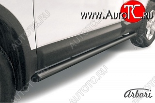 6 119 р. Защита штатных порогов Arbori (черная, d57 mm). Nissan Qashqai 1 дорестайлинг (2007-2010)  с доставкой в г. Майкоп