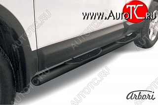 7 703 р. Защита штатных порогов Arbori (с проступью, черная, d76 mm). Nissan Qashqai 1 дорестайлинг (2007-2010)  с доставкой в г. Майкоп