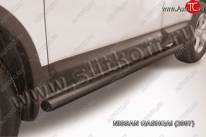 10 599 р. Защита порогов Slitkoff  Nissan Qashqai  1 (2007-2010) дорестайлинг (Цвет: серебристый)  с доставкой в г. Майкоп