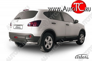 6 659 р. Защита заднего бампера Arbori (уголки, нержавейка, 1 труба d57 mm). Nissan Qashqai 1 дорестайлинг (2007-2010)  с доставкой в г. Майкоп