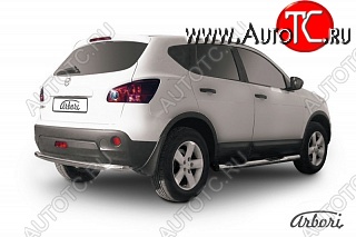 9 809 р. Защита заднего бампера Arbori (нержавейка, 1 труба d57 mm). Nissan Qashqai 1 дорестайлинг (2007-2010)  с доставкой в г. Майкоп