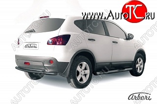 5 669 р. Защита заднего бампера Arbori (черная, 2 трубы d57 и 42 mm). Nissan Qashqai 1 дорестайлинг (2007-2010)  с доставкой в г. Майкоп