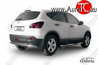 10 709 р. Защита заднего бампера Arbori (нержавейка, 2 трубы d57 и 42 mm). Nissan Qashqai 1 дорестайлинг (2007-2010)  с доставкой в г. Майкоп