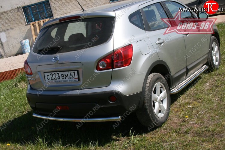 8 369 р. Защита заднего бампера Souz-96 (d60) Nissan Qashqai 1 дорестайлинг (2007-2010)  с доставкой в г. Майкоп
