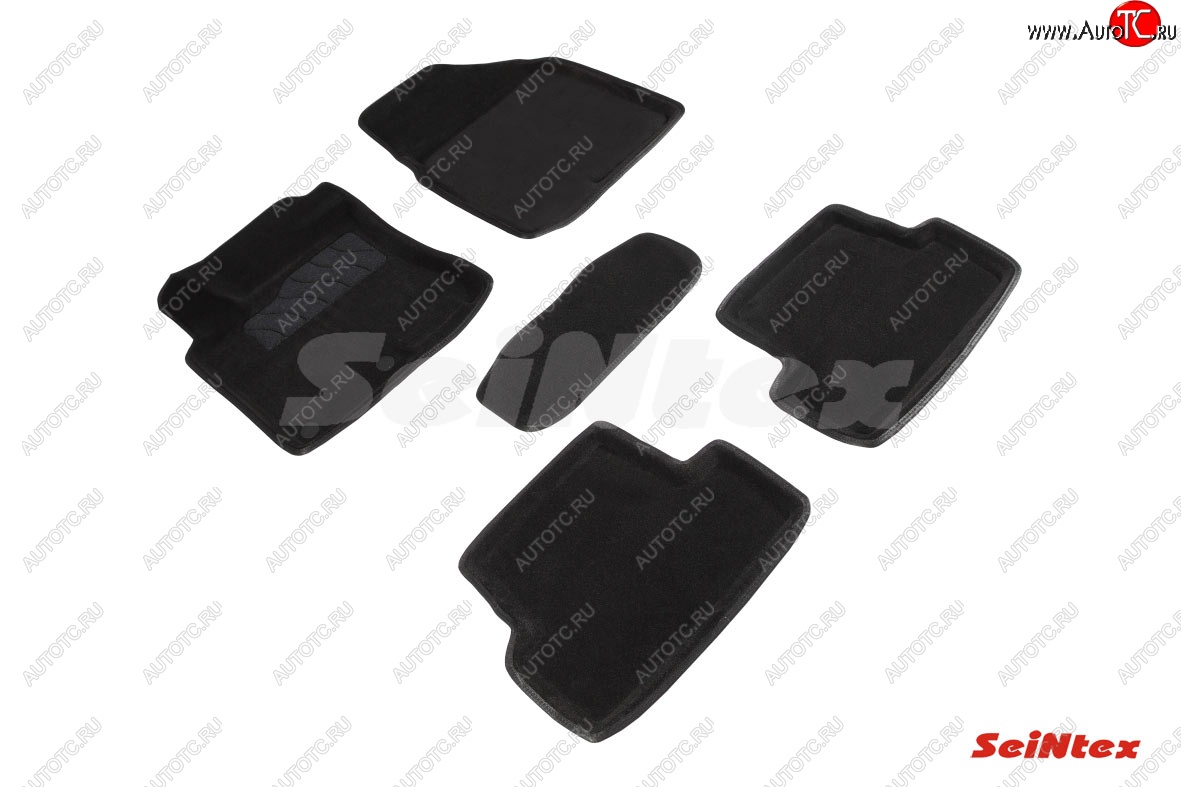 5 449 р. Комплект 3D ковриков в салон (ворсовые / чёрные) Seintex  Nissan Qashqai  1 (2007-2013) дорестайлинг, J10 рестайлинг  с доставкой в г. Майкоп