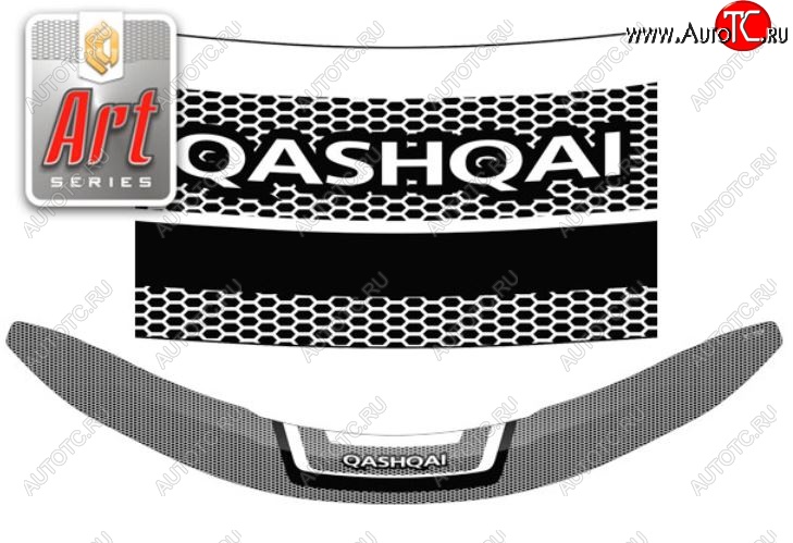 2 399 р. Дефлектор капота CA-Plastiс  Nissan Qashqai  2 (2013-2019) J11 дорестайлинг (Серия Art белая)  с доставкой в г. Майкоп