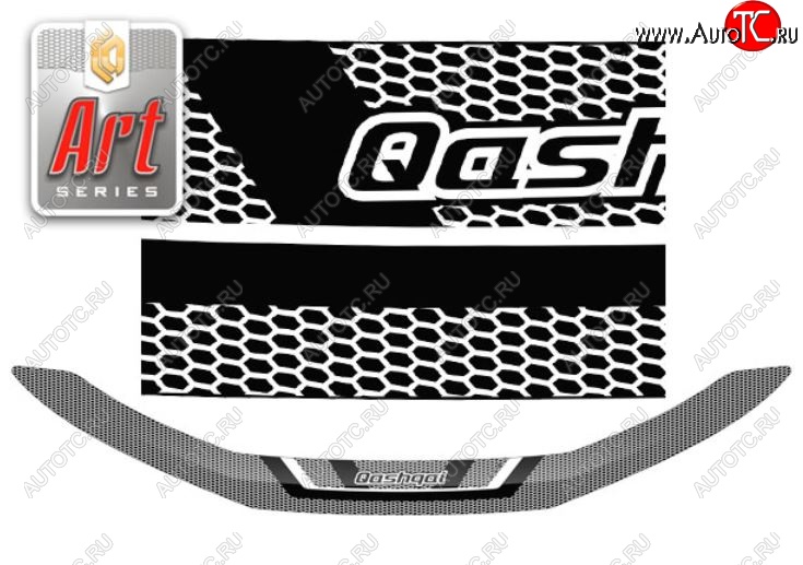 2 159 р. Дефлектор капота CA-Plastiс  Nissan Qashqai  2 (2017-2022) J11 рестайлинг (Серия Art серебро)  с доставкой в г. Майкоп