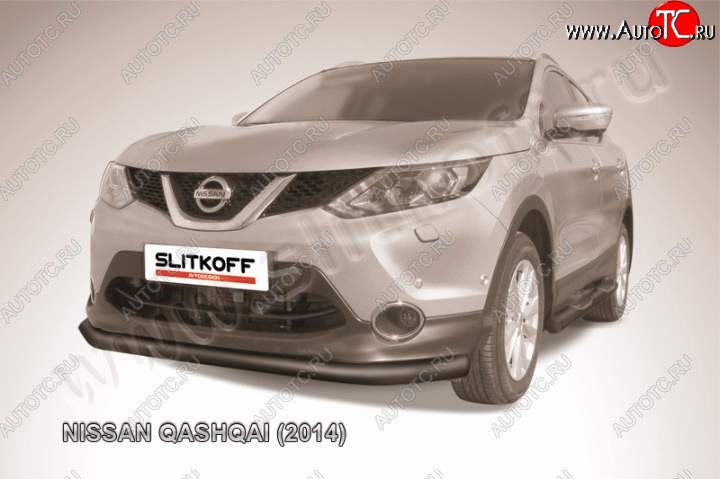 9 649 р. Защита переднего бампер Slitkoff Nissan Qashqai 2 J11 дорестайлинг (2013-2019) (Цвет: серебристый)  с доставкой в г. Майкоп