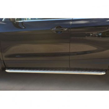 20 949 р. Защита порогов из круглой трубы диаметром 42 мм SLITKOFF v2 Nissan Qashqai 2 J11 дорестайлинг (2013-2019)  с доставкой в г. Майкоп. Увеличить фотографию 2
