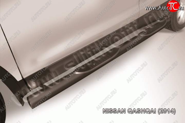 12 399 р. Защита порогов Slitkoff  Nissan Qashqai  2 (2013-2019) J11 дорестайлинг (Цвет: серебристый)  с доставкой в г. Майкоп