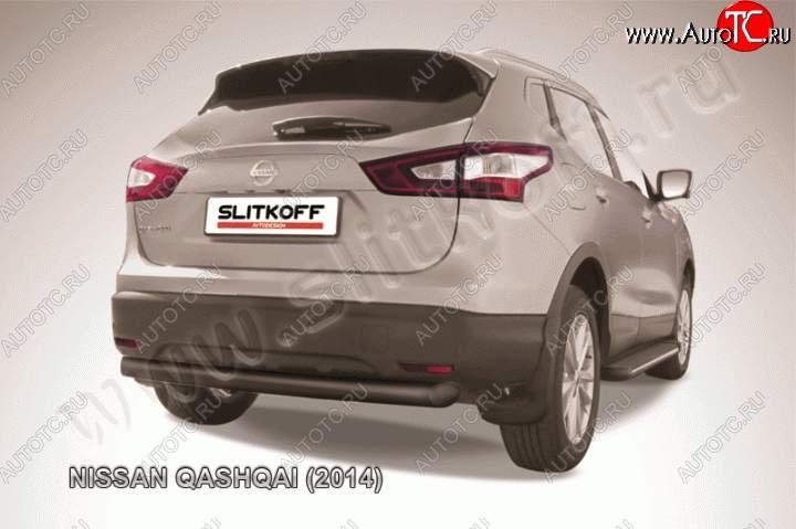 8 599 р. Защита задняя Slitkoff  Nissan Qashqai  2 (2013-2019) J11 дорестайлинг (Цвет: серебристый)  с доставкой в г. Майкоп