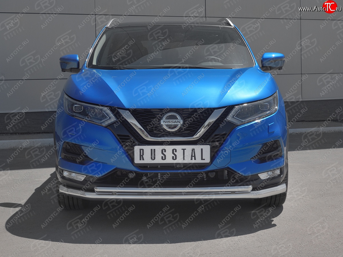 18 899 р. Защита переднего бампера (2 трубы Ø63 и 42 мм, нержавейка) SLITKOFF  Nissan Qashqai  2 (2017-2022) J11 рестайлинг  с доставкой в г. Майкоп
