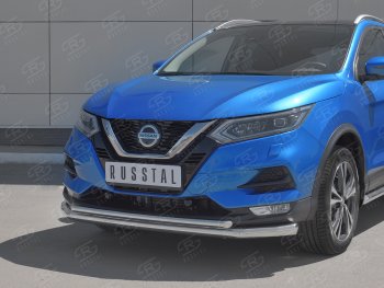 18 899 р. Защита переднего бампера (2 трубы Ø63 и 42 мм, нержавейка) SLITKOFF  Nissan Qashqai  2 (2017-2022) J11 рестайлинг  с доставкой в г. Майкоп. Увеличить фотографию 2