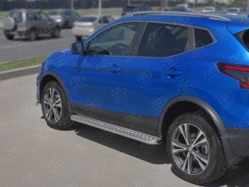 Порожки для ног SLITKOFF (Ø42 мм) Nissan Qashqai  2 (2017-2022) J11 рестайлинг (Лист алюминиевый, труба - нержавейка)