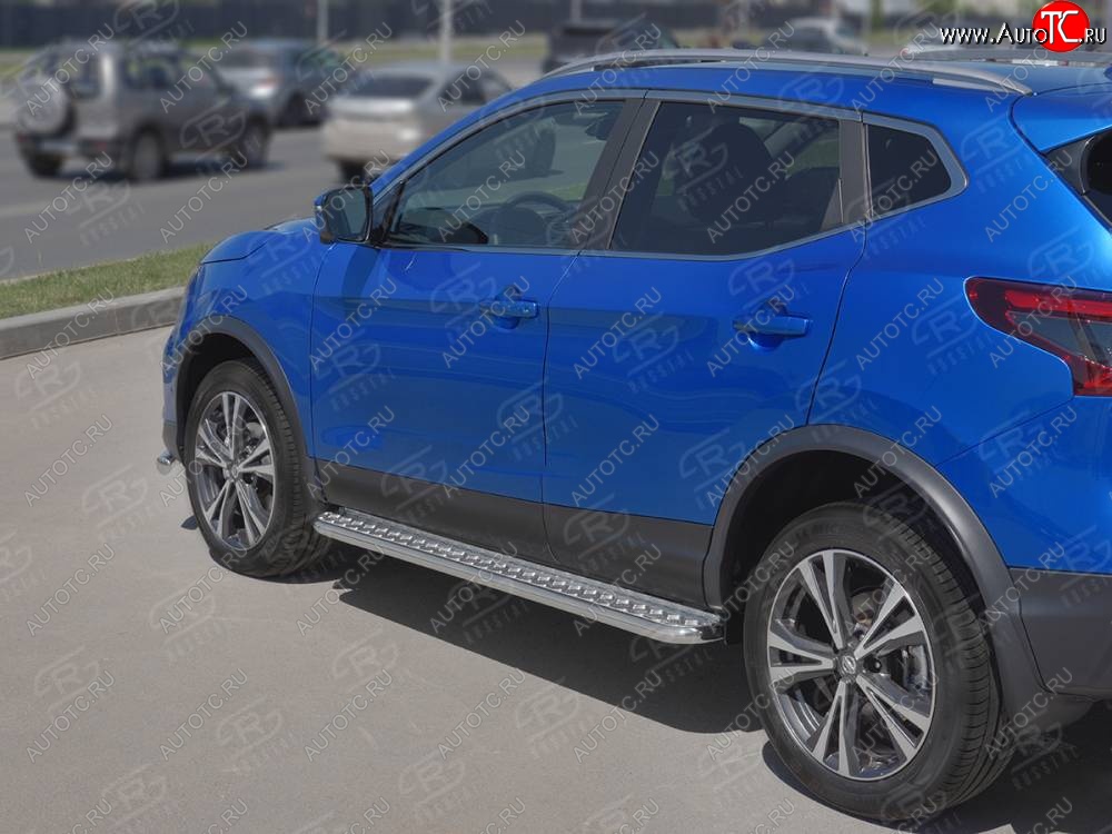 35 649 р. Порожки для ног SLITKOFF (Ø42 мм)  Nissan Qashqai  2 (2017-2022) J11 рестайлинг (Лист нержавейка, труба - нержавейка)  с доставкой в г. Майкоп