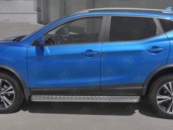 35 649 р. Порожки для ног SLITKOFF (Ø42 мм)  Nissan Qashqai  2 (2017-2022) J11 рестайлинг (Лист нержавейка, труба - нержавейка)  с доставкой в г. Майкоп. Увеличить фотографию 2