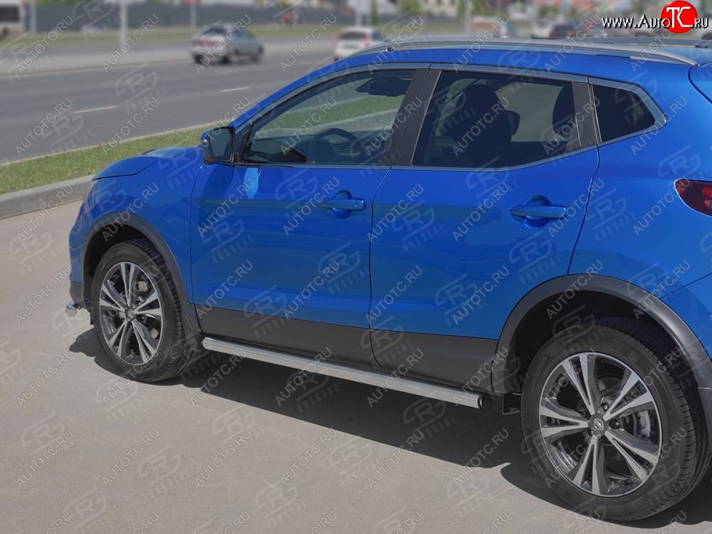 18 799 р. Защита порогов (Ø63 мм, нержавейка) SLITKOFF  Nissan Qashqai  2 (2017-2022) J11 рестайлинг (С пластиковыми заглушками на торцах)  с доставкой в г. Майкоп