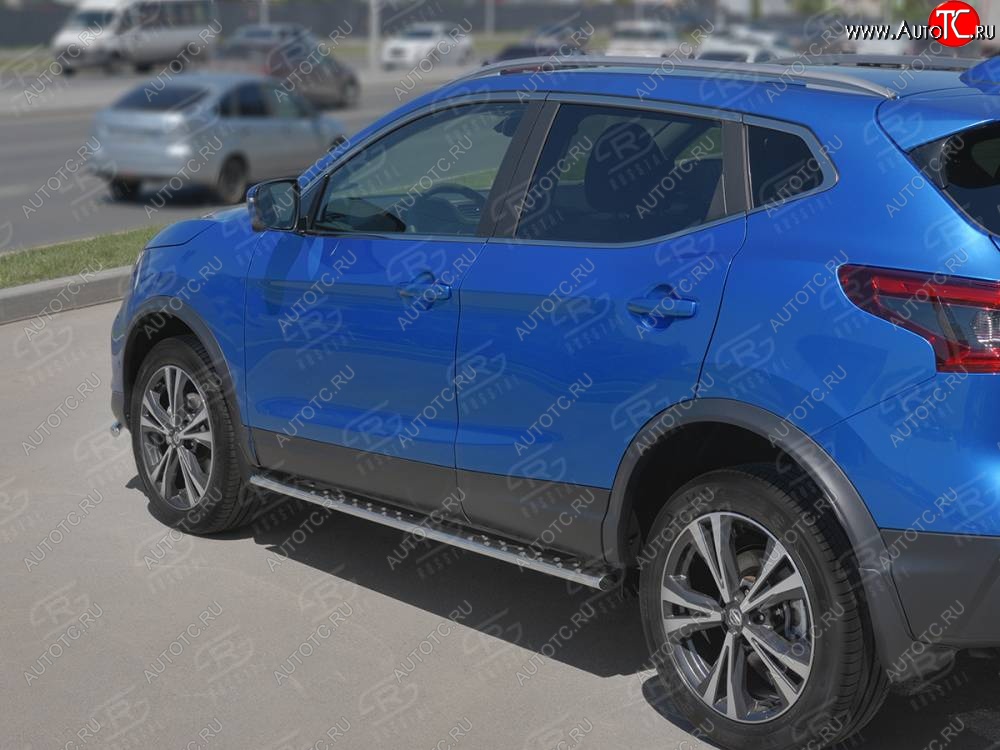 16 649 р. Защита порогов (Ø75x42 мм с проступью, нержавейка) Russtal Nissan Qashqai 2 J11 рестайлинг (2017-2022)  с доставкой в г. Майкоп