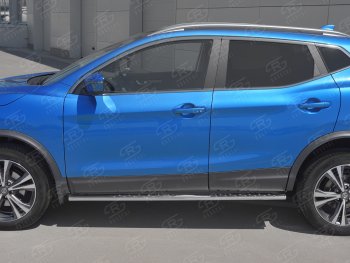 16 649 р. Защита порогов (Ø75x42 мм с проступью, нержавейка) Russtal Nissan Qashqai 2 J11 рестайлинг (2017-2022)  с доставкой в г. Майкоп. Увеличить фотографию 2