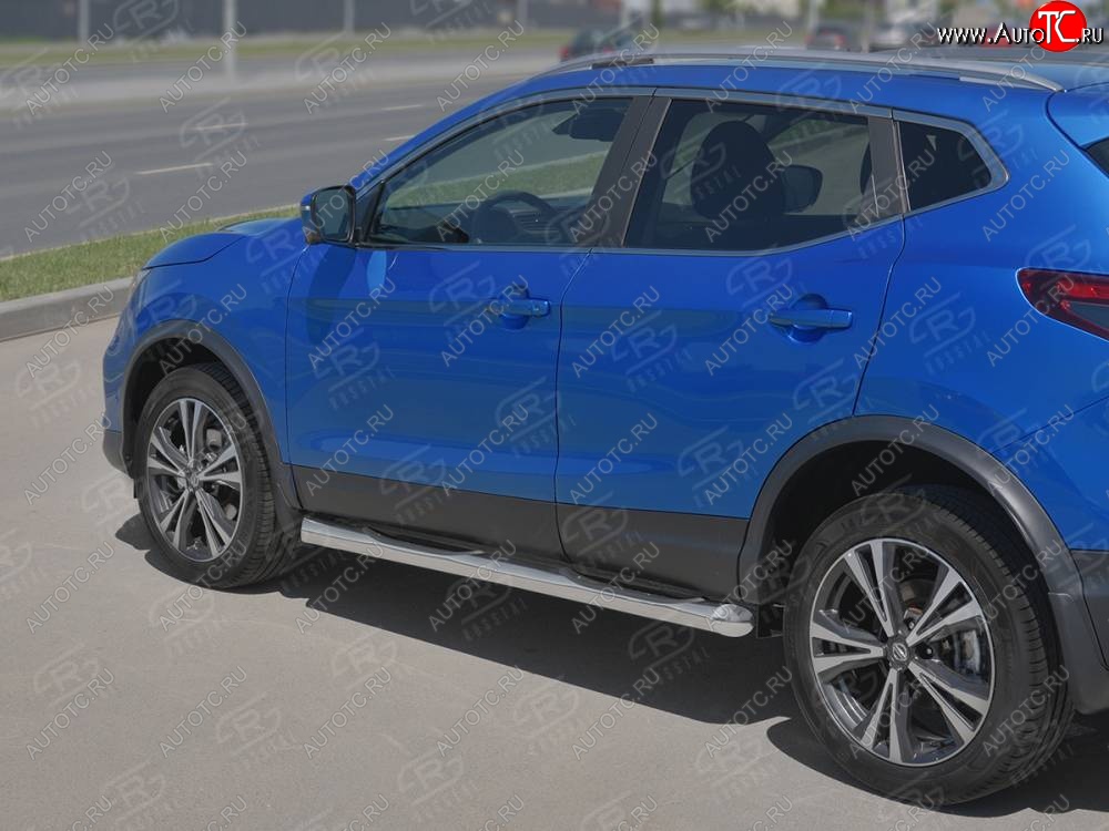 24 549 р. Защита порогов (Ø76 мм с проступью, нержавейка) SLITKOFF  Nissan Qashqai  2 (2017-2022) J11 рестайлинг (Металлические торцы под 45°)  с доставкой в г. Майкоп