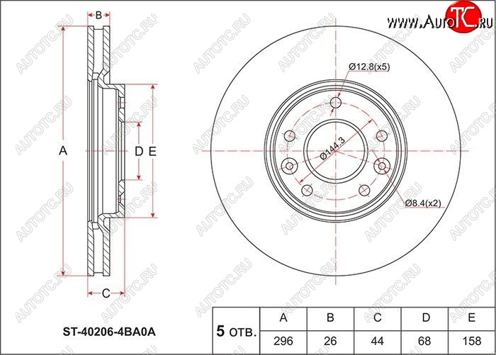 2 299 р. Диск тормозной SAT (передний, d 296) Nissan Qashqai 2 J11 рестайлинг (2017-2022)  с доставкой в г. Майкоп