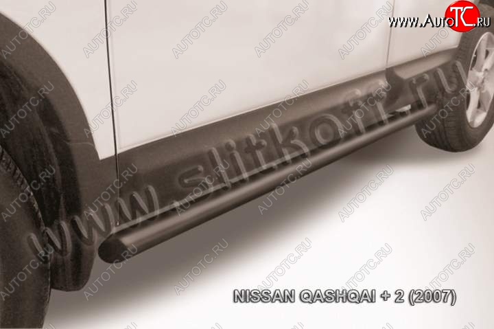 9 899 р. Защита порогов Slitkoff Nissan Qashqai +2 1 J10 дорестайлинг (2008-2010) (Цвет: серебристый)  с доставкой в г. Майкоп