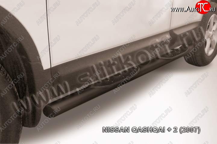 12 399 р. Защита порогов Slitkoff  Nissan Qashqai +2  1 (2008-2010) J10 дорестайлинг (Цвет: серебристый)  с доставкой в г. Майкоп