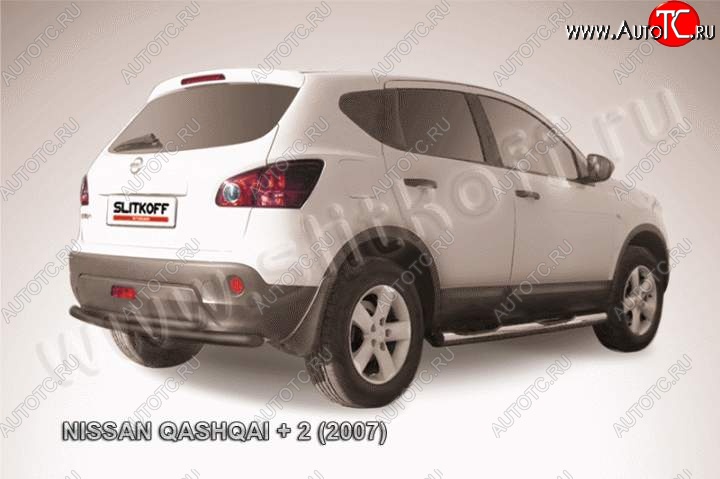 7 999 р. Защита задняя Slitkoff  Nissan Qashqai +2  1 (2008-2010) J10 дорестайлинг (Цвет: серебристый)  с доставкой в г. Майкоп