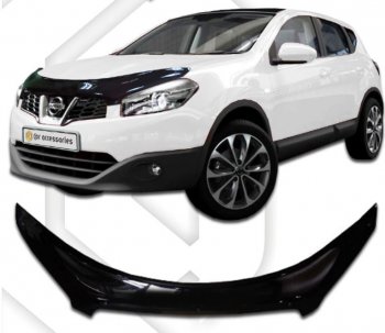 2 399 р. Дефлектор капота CA-Plastic exclusive Nissan Qashqai 1 J10 рестайлинг (2010-2013) (серия Classic черный, Без надписи)  с доставкой в г. Майкоп. Увеличить фотографию 2