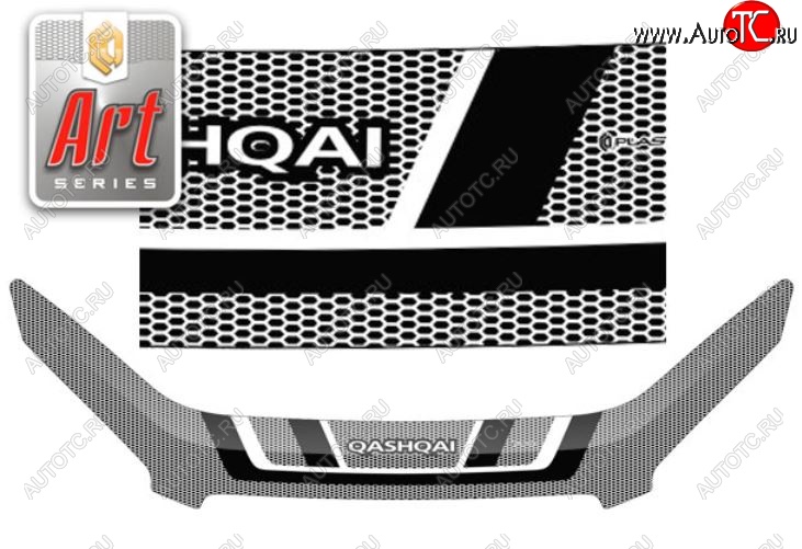 2 599 р. Дефлектор капота CA-Plastiс exclusive  Nissan Qashqai  1 (2010-2013) J10 рестайлинг (Серия Art серебро)  с доставкой в г. Майкоп