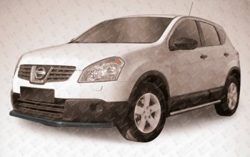 Защита переднего бампера Slitkoff (Ø 57 мм, длинная). Nissan Qashqai  1 (2010-2013) J10 рестайлинг (Сталь с полимерным покрытием. Цвет: черный)